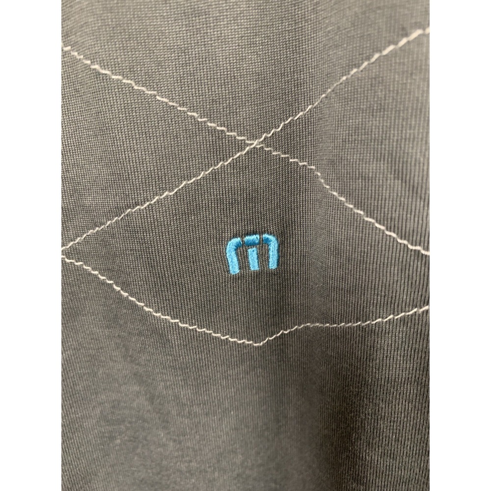 Travis Mathew Golf Polo Shirt M Men Gray Poly Cotton Embroidered Diamond - Picture 2 of 8